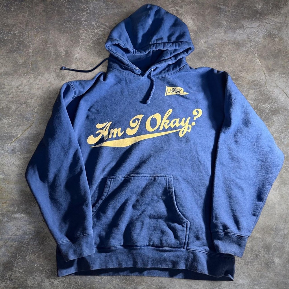 Megan Moroney Am I Okay Hoodie Navy Blue Tour Merch Sweatshirt Large